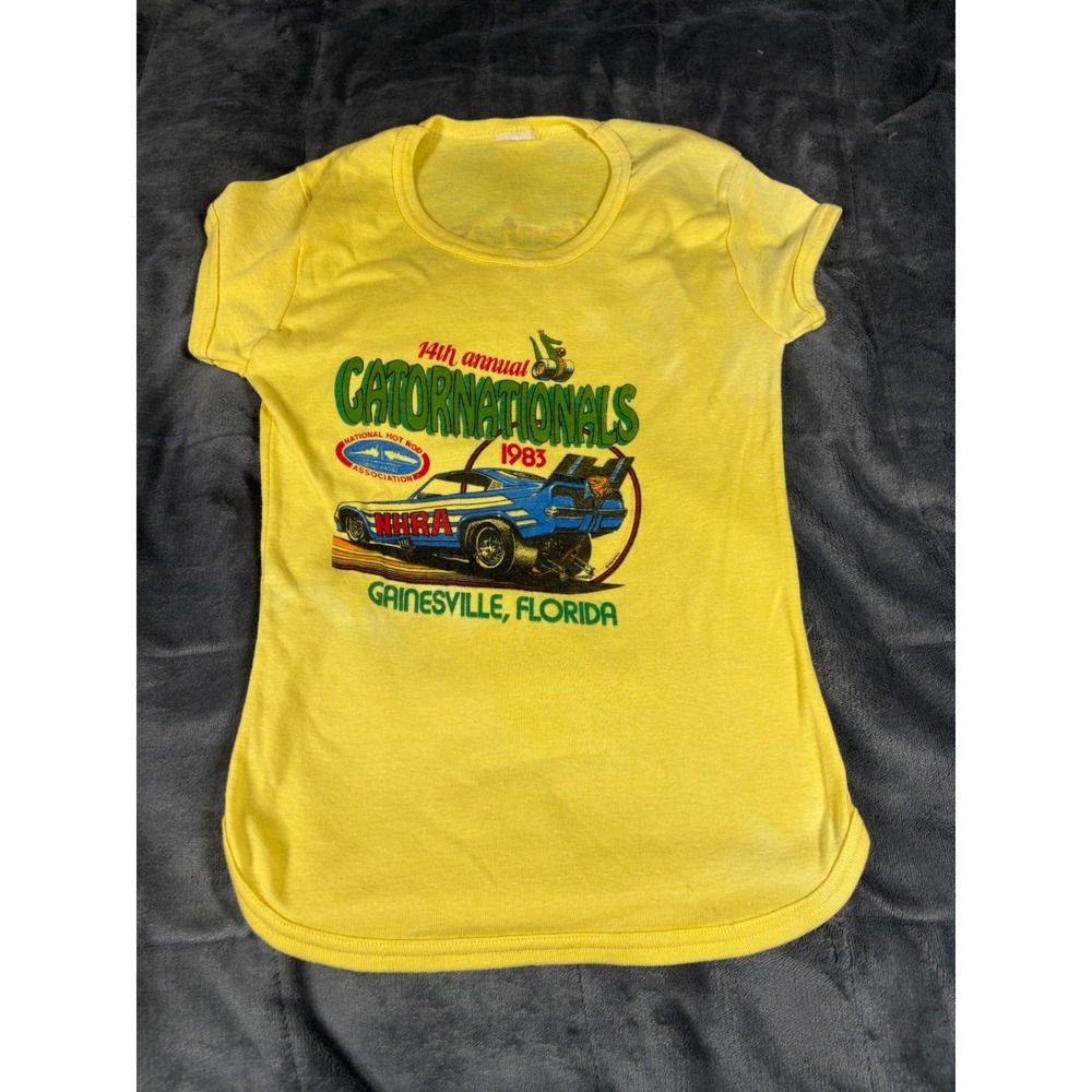 Vintage 1983 NHRA Gatornationals Drag Racing T-Shirt Yellow 1985 North Star S/M